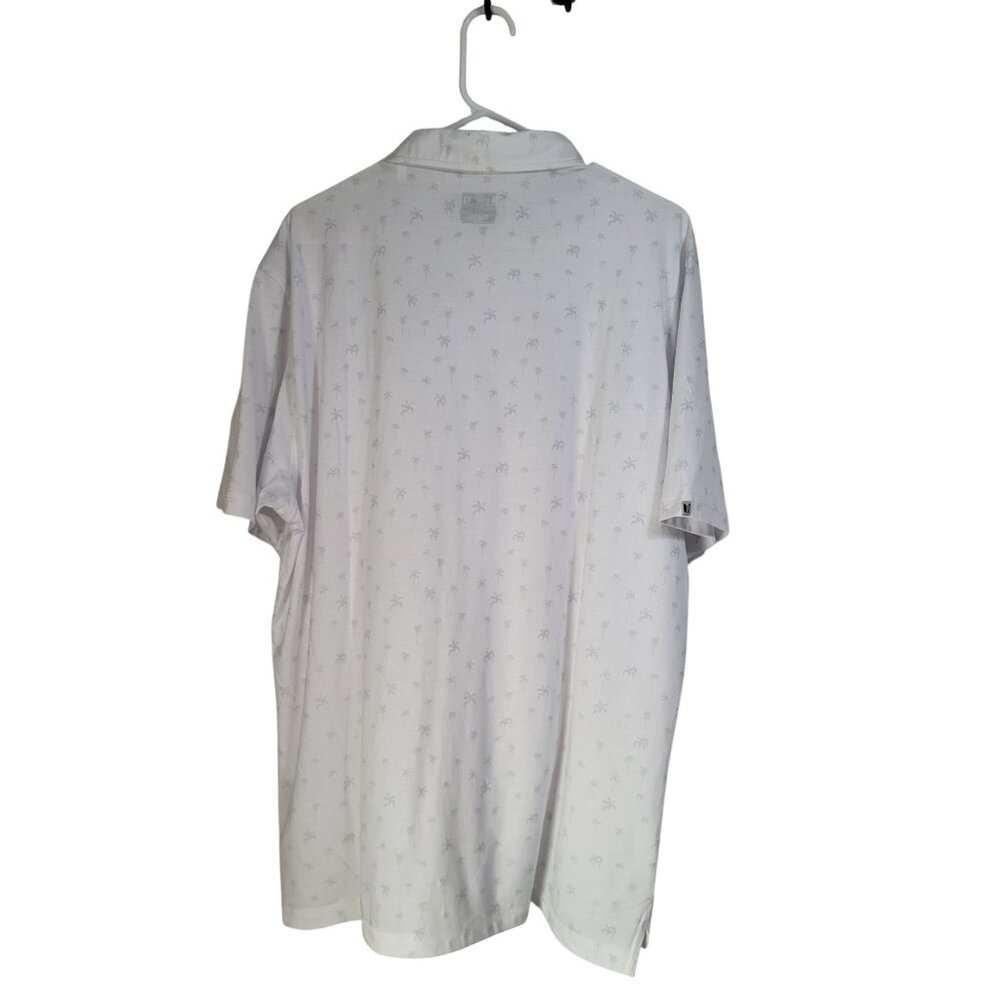 LINKSOUL Men's XL Polo Shirt White Gray Palm Tree Print Golf Athleisure - Picture 2 of 7